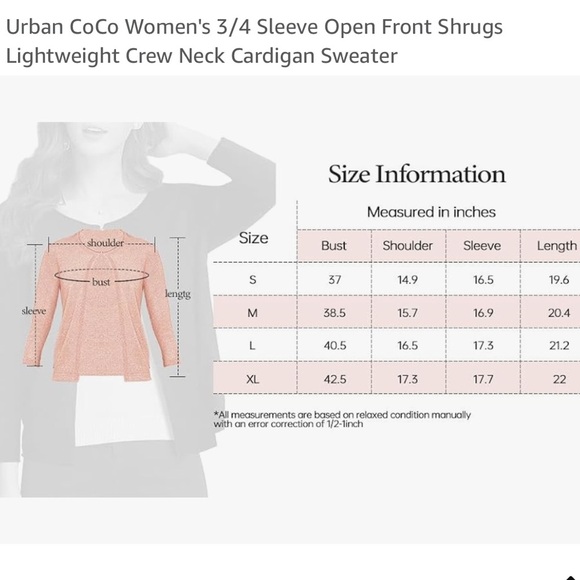 NWT Urban CoCo 3/4 Sleeve Open Front Lightweight Cardigan Shrug S White - Picture 4 of 11